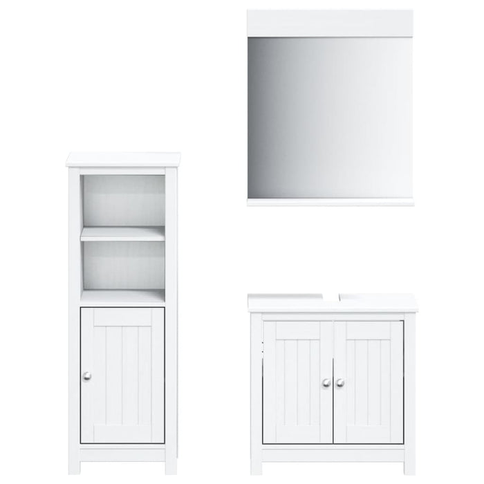 Set mobilier baie, 3 piese, „BERG”, alb, lemn masiv de pin - WALTI WALTI