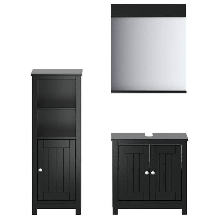 Set mobilier baie, 3 piese, „BERG” , negru, lemn masiv de pin - WALTI WALTI
