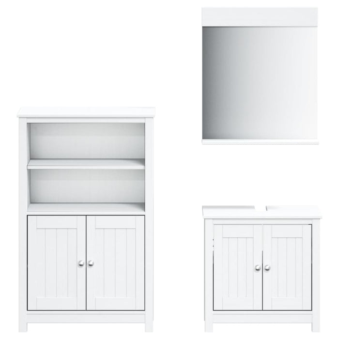 Set mobilier baie, 3 piese, „BERG”, alb, lemn masiv de pin - WALTI WALTI