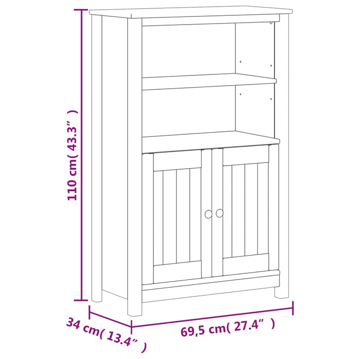 Set mobilier baie, 3 piese, „BERG”, alb, lemn masiv de pin - WALTI WALTI