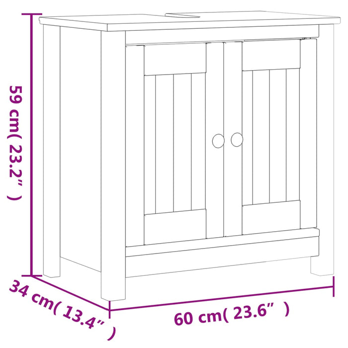 Set mobilier baie, 3 piese, „BERG”, alb, lemn masiv de pin - WALTI WALTI
