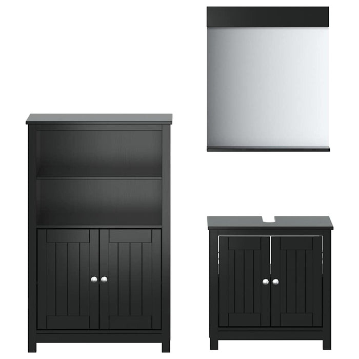 Set mobilier baie, 3 piese, „BERG” , negru, lemn masiv de pin - WALTI WALTI