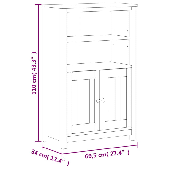 Set mobilier baie, 3 piese, „BERG” , negru, lemn masiv de pin - WALTI WALTI