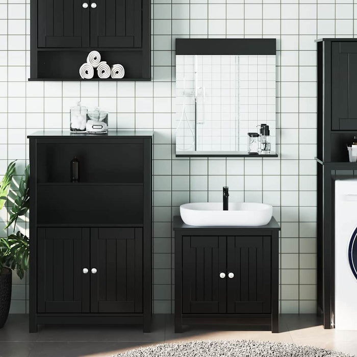 Set mobilier baie, 3 piese, „BERG” , negru, lemn masiv de pin - WALTI WALTI