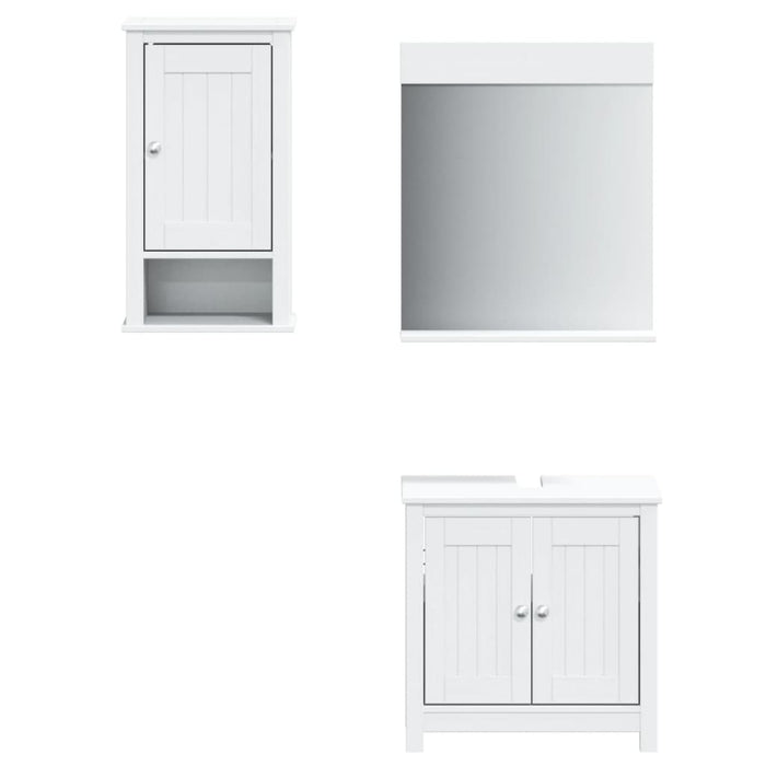 Set mobilier baie, 3 piese, „BERG”, alb, lemn masiv de pin - WALTI WALTI
