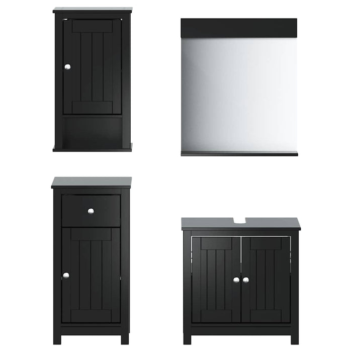Set mobilier baie, 4 piese, „BERG” , negru, lemn masiv de pin - WALTI WALTI