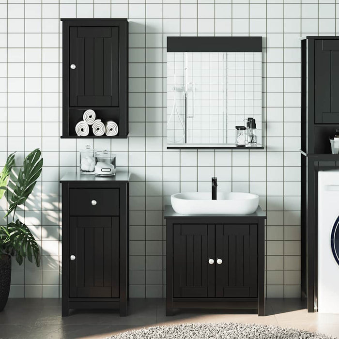 Set mobilier baie, 4 piese, „BERG” , negru, lemn masiv de pin - WALTI WALTI