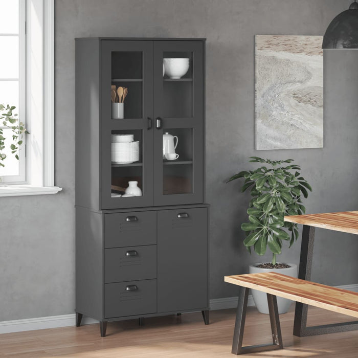 Dulap înalt „VIKEN” gri antracit 80x40x190 cm lemn masiv de pin WALTI
