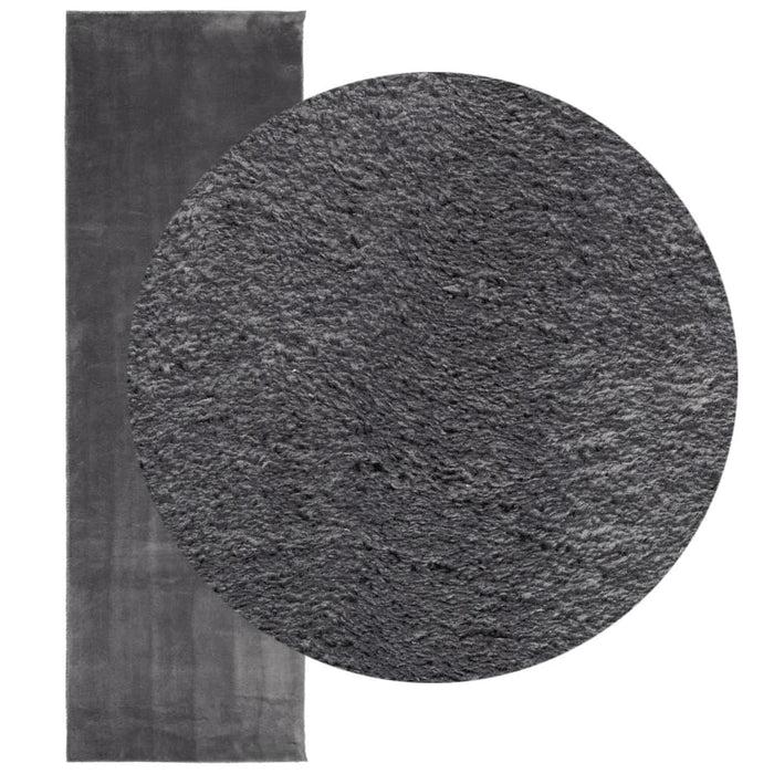 Covor HUARTE, fir scurt, moale și lavabil, antracit, 80x250 cm - WALTI WALTI