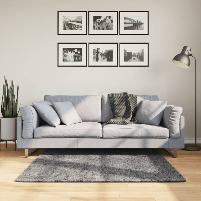 Covor HUARTE, fir scurt, moale și lavabil, antracit, 120x120 cm - WALTI WALTI