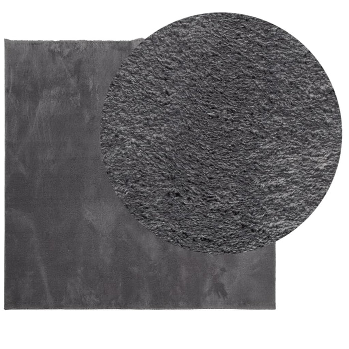 Covor HUARTE, fir scurt, moale și lavabil, antracit, 160x160 cm - WALTI WALTI