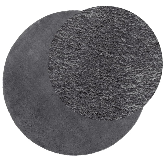 Covor HUARTE, fir scurt, moale și lavabil, antracit, Ø 120 cm - WALTI WALTI