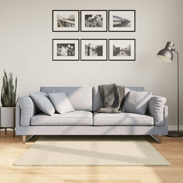 Covor HUARTE, fir scurt, moale și lavabil, crem, 120x120 cm - WALTI WALTI