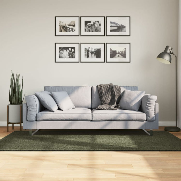 Covor HUARTE, fir scurt moale și lavabil verde pădure 100x200cm - WALTI WALTI