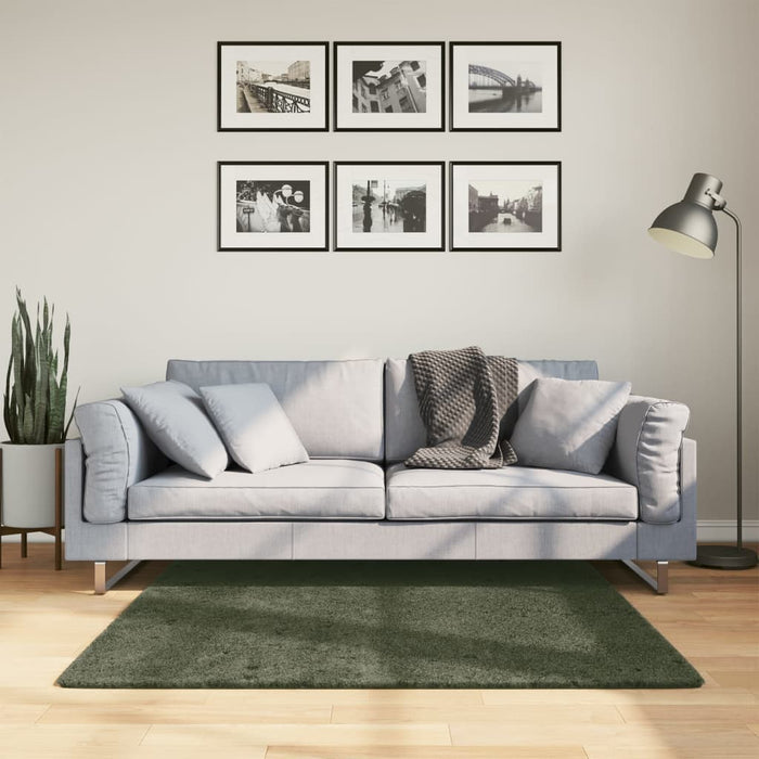 Covor HUARTE, fir scurt moale și lavabil verde pădure 120x120cm - WALTI WALTI