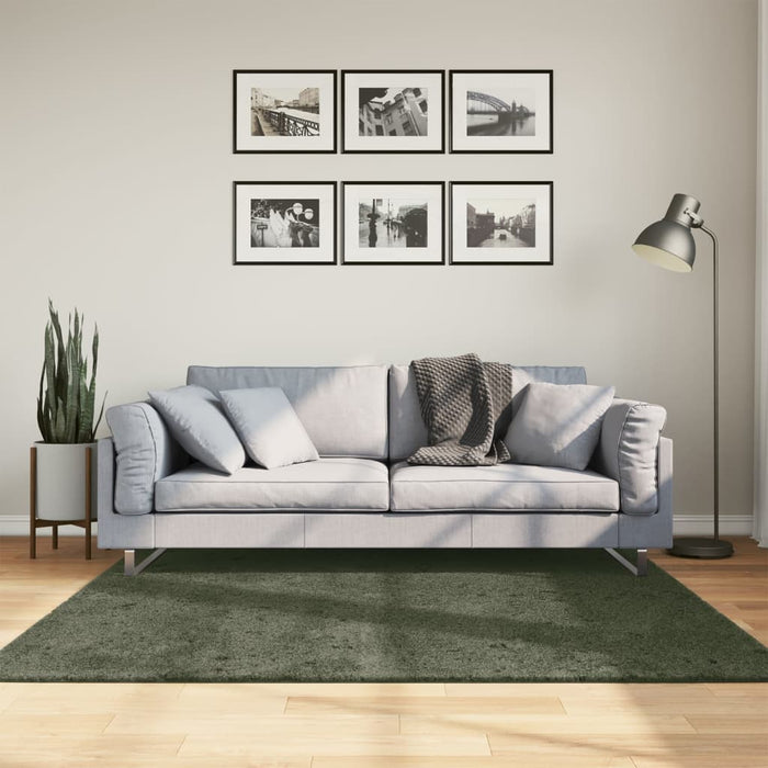 Covor HUARTE, fir scurt moale și lavabil verde pădure 160x160cm WALTI