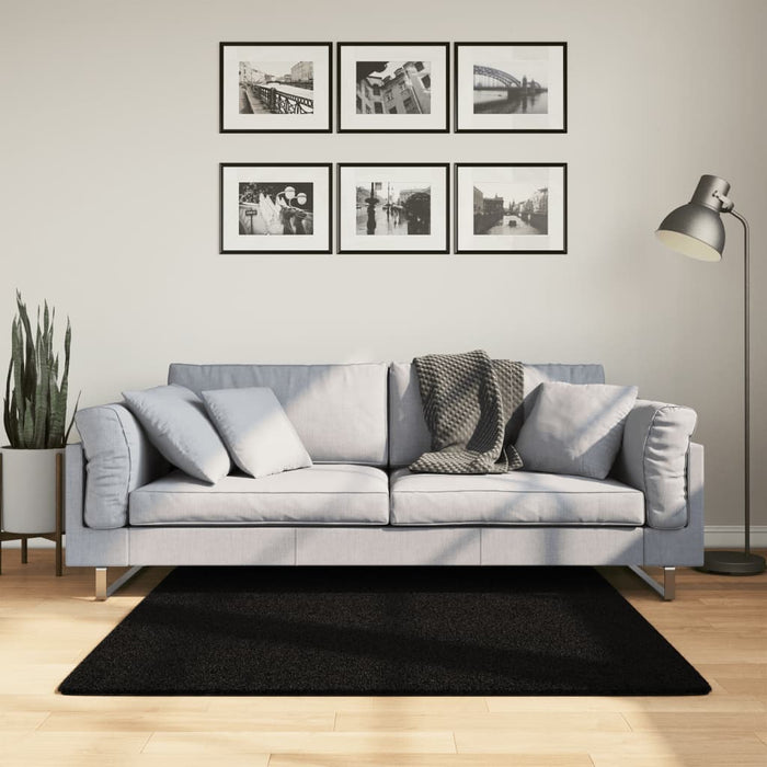 Covor HUARTE, fir scurt, moale și lavabil, negru, 120x120 cm - WALTI WALTI