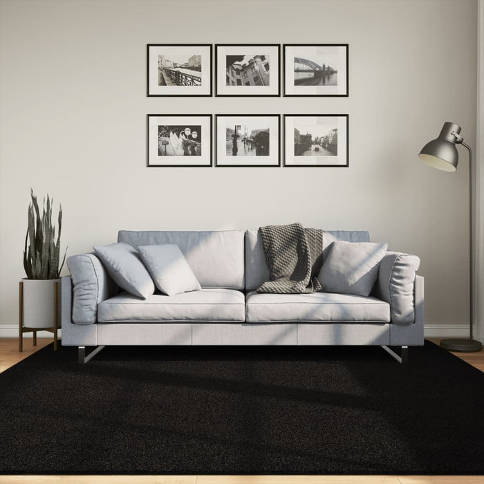 Covor HUARTE, fir scurt, moale și lavabil, negru, 200x200 cm - WALTI WALTI