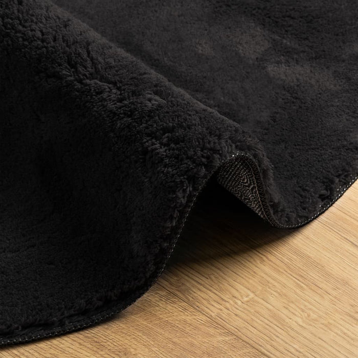 Covor HUARTE, fir scurt, moale și lavabil, negru, Ø 120 cm - WALTI WALTI