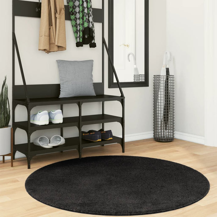 Covor HUARTE, fir scurt, moale și lavabil, negru, Ø 120 cm - WALTI WALTI