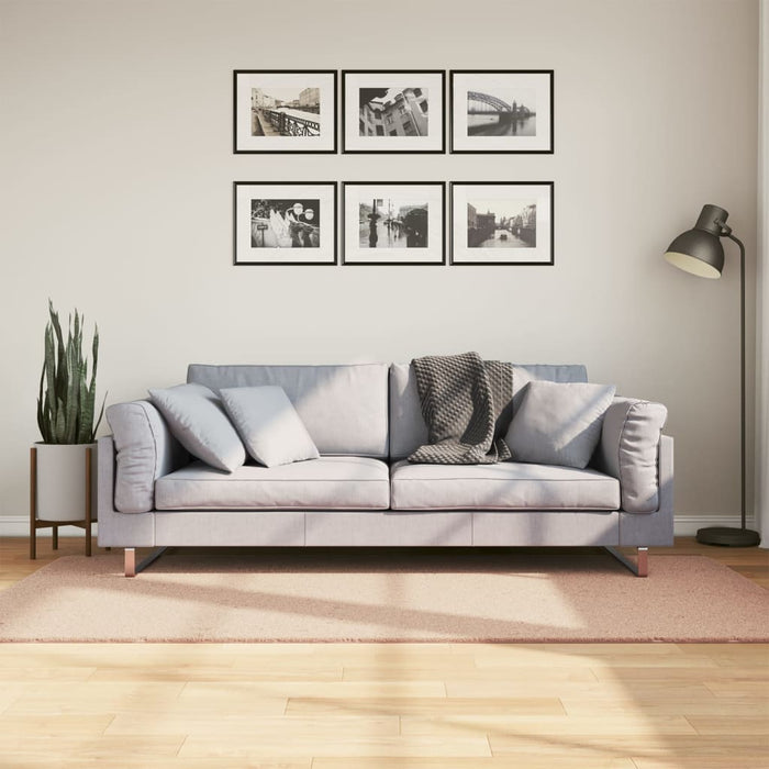 Covor HUARTE, fir scurt, moale și lavabil, roz pudră, 100x200cm WALTI