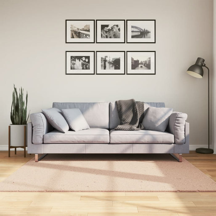 Covor HUARTE, fir scurt, moale și lavabil, roz pudră, 160x160cm - WALTI WALTI