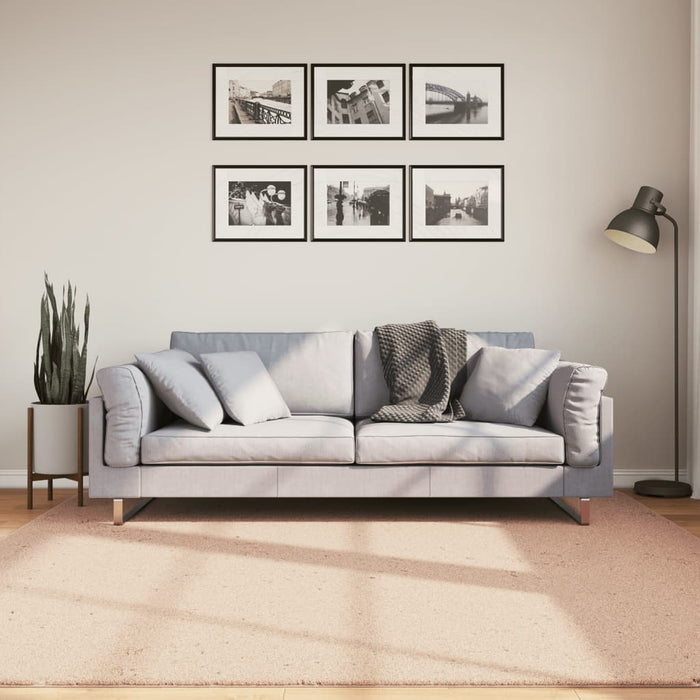 Covor HUARTE, fir scurt, moale și lavabil, roz pudră, 200x200cm - WALTI WALTI