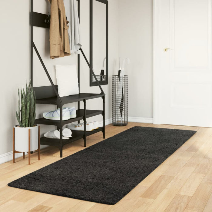 Covor pufos "PAMPLONA" cu fire înalte antracit modern 80x250 cm WALTI