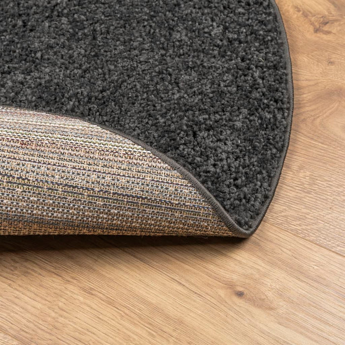 Covor pufos "PAMPLONA" cu fire înalte, antracit modern Ø 80 cm - WALTI WALTI