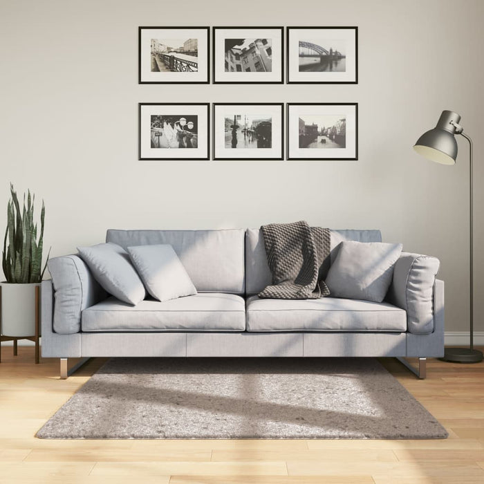 Covor pufos "PAMPLONA" cu fire înalte, bej modern, 120x120 cm WALTI
