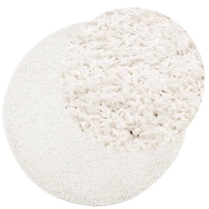 Covor pufos "PAMPLONA" cu fire înalte, crem modern Ø 120 cm WALTI