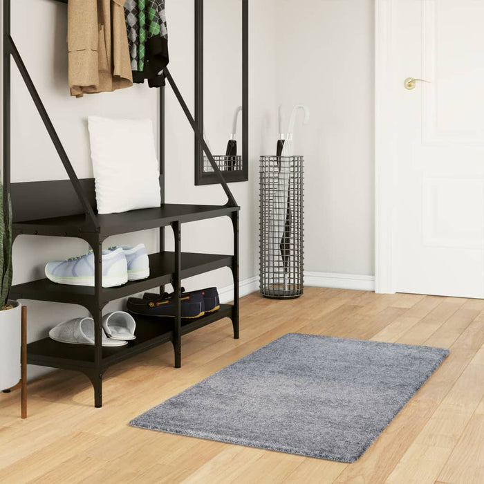 Covor pufos "PAMPLONA" cu fire înalte albastru modern 60x110 cm WALTI