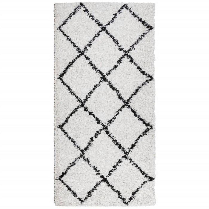 Covor pufos "PAMPLONA" fire înalte negru/crem modern 100x200 cm WALTI