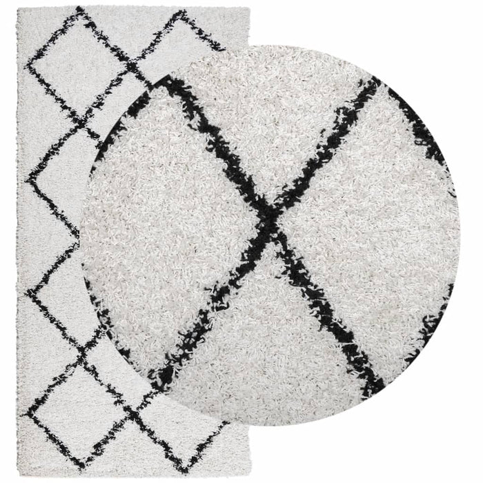 Covor pufos "PAMPLONA" fire înalte negru/crem modern 100x200 cm WALTI