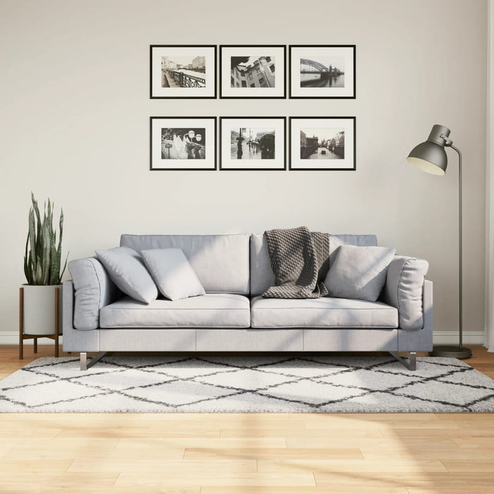 Covor pufos "PAMPLONA" fire înalte negru/crem modern 100x200 cm WALTI