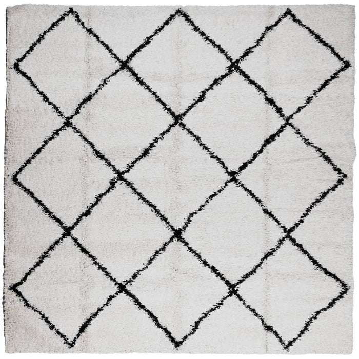 Covor pufos "PAMPLONA" fire înalte negru/crem modern 120x120 cm WALTI