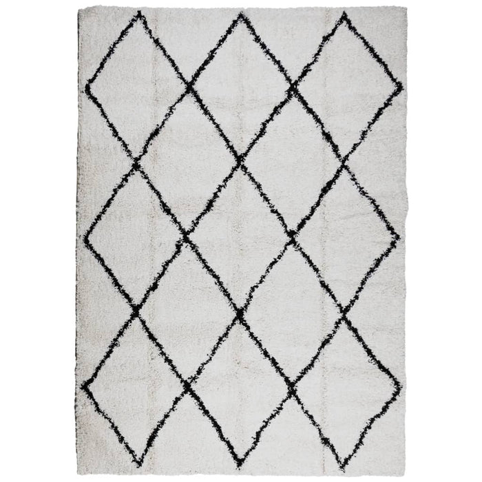 Covor pufos "PAMPLONA" fire înalte negru/crem modern 120x170 cm WALTI