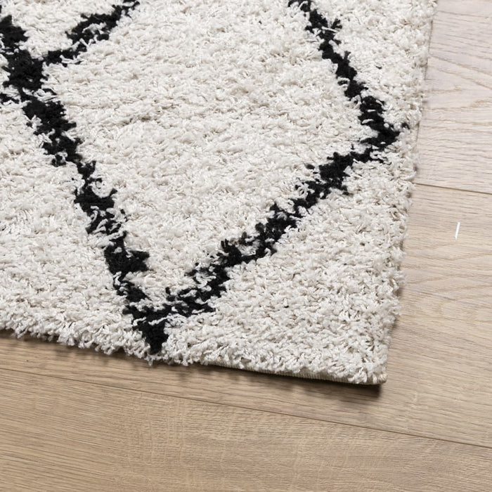 Covor pufos "PAMPLONA" fire înalte negru/crem modern 120x170 cm WALTI