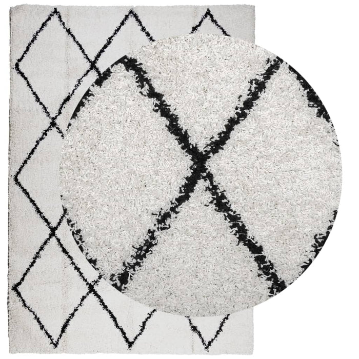 Covor pufos "PAMPLONA" fire înalte negru/crem modern 160x230 cm WALTI
