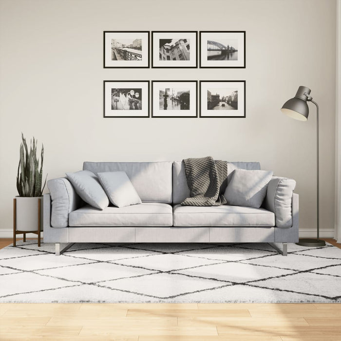 Covor pufos "PAMPLONA" fire înalte negru/crem modern 160x230 cm WALTI