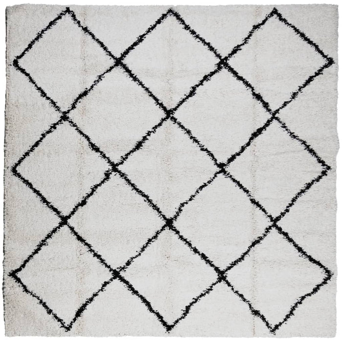 Covor pufos "PAMPLONA" fire înalte negru/crem modern 240x240 cm WALTI