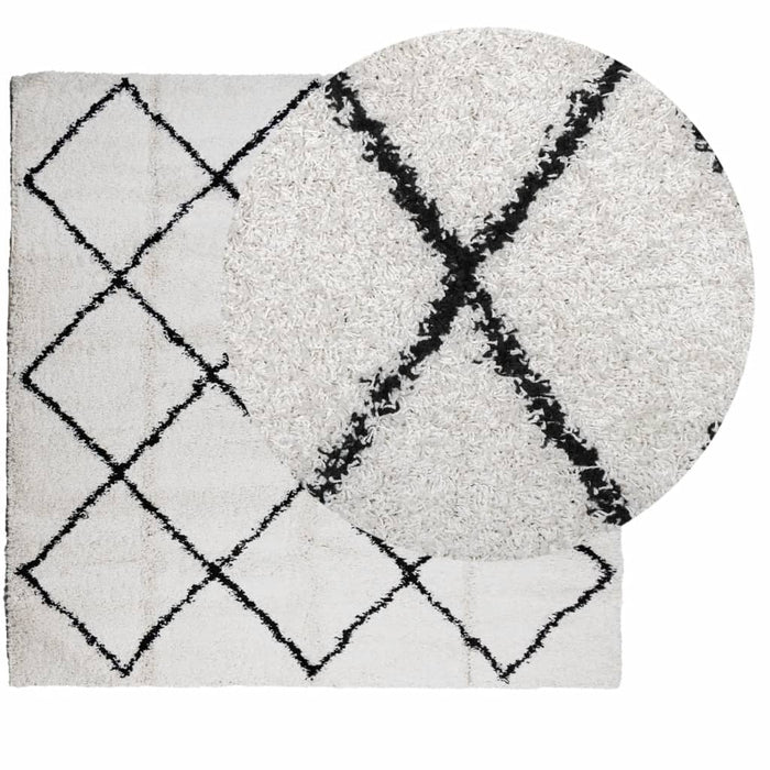 Covor pufos "PAMPLONA" fire înalte negru/crem modern 240x240 cm WALTI