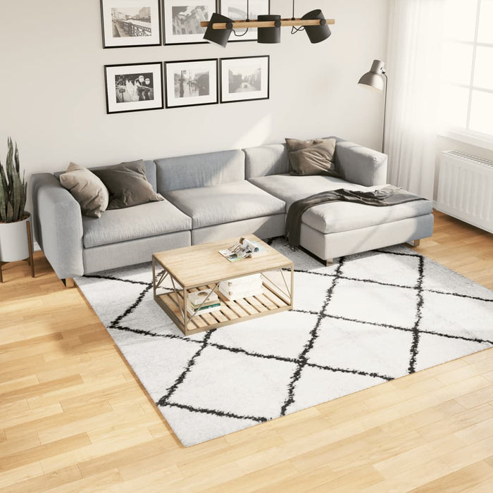 Covor pufos "PAMPLONA" fire înalte negru/crem modern 240x240 cm WALTI