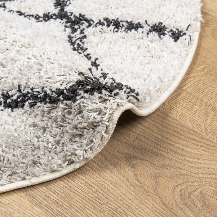 Covor pufos "PAMPLONA" fire înalte negru/crem modern Ø 100 cm WALTI