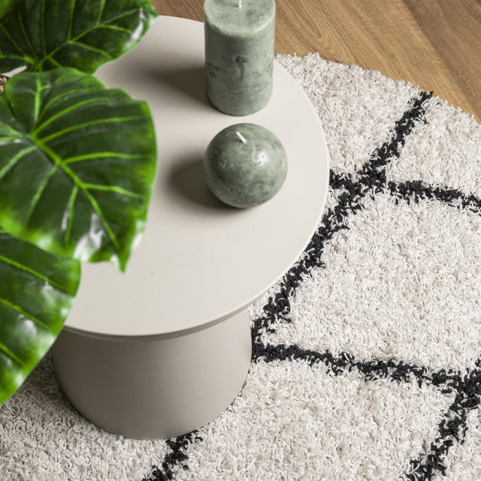 Covor pufos "PAMPLONA" fire înalte negru/crem modern Ø 120 cm WALTI