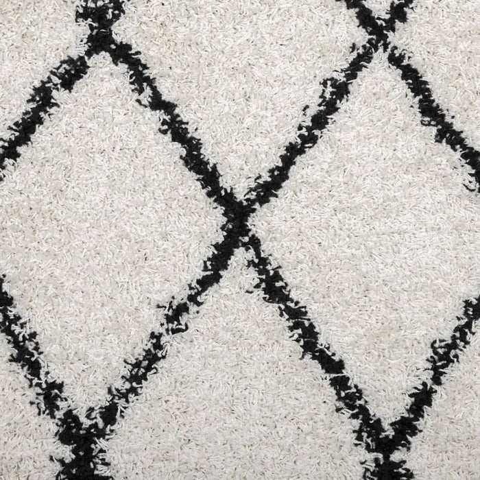 Covor pufos "PAMPLONA" fire înalte negru/crem modern Ø 120 cm WALTI
