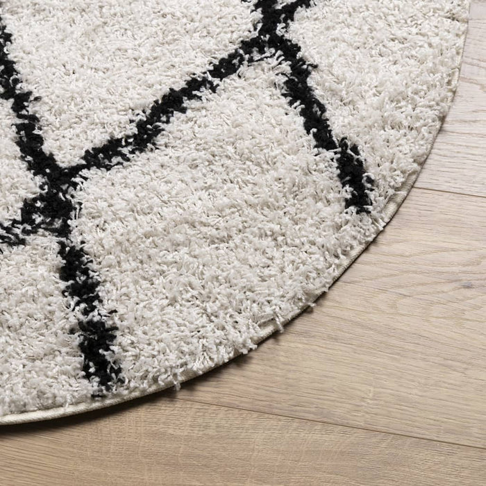 Covor pufos "PAMPLONA" fire înalte negru/crem modern Ø 280 cm - WALTI WALTI