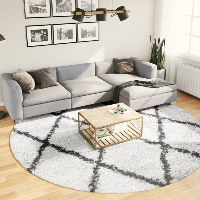 Covor pufos "PAMPLONA" fire înalte negru/crem modern Ø 280 cm - WALTI WALTI