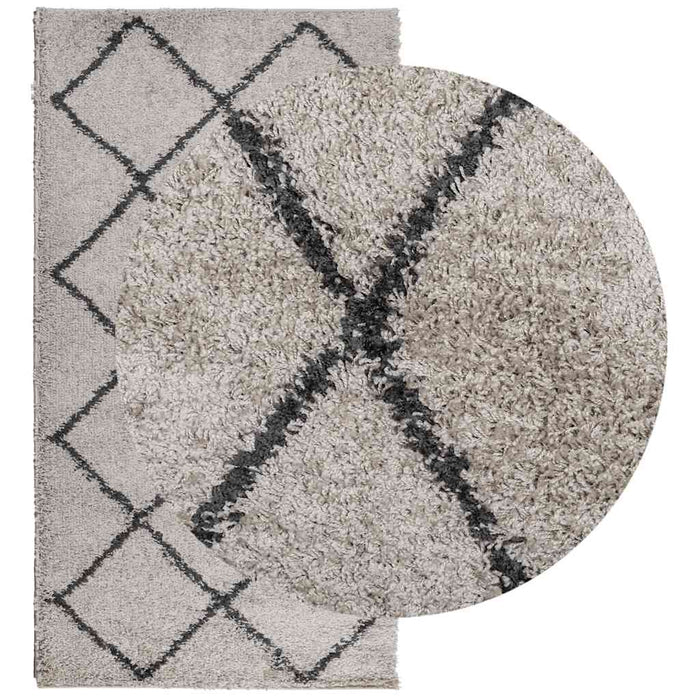 Covor pufos "PAMPLONA" cu fire înalte, bej/antracit, 80x150 cm WALTI