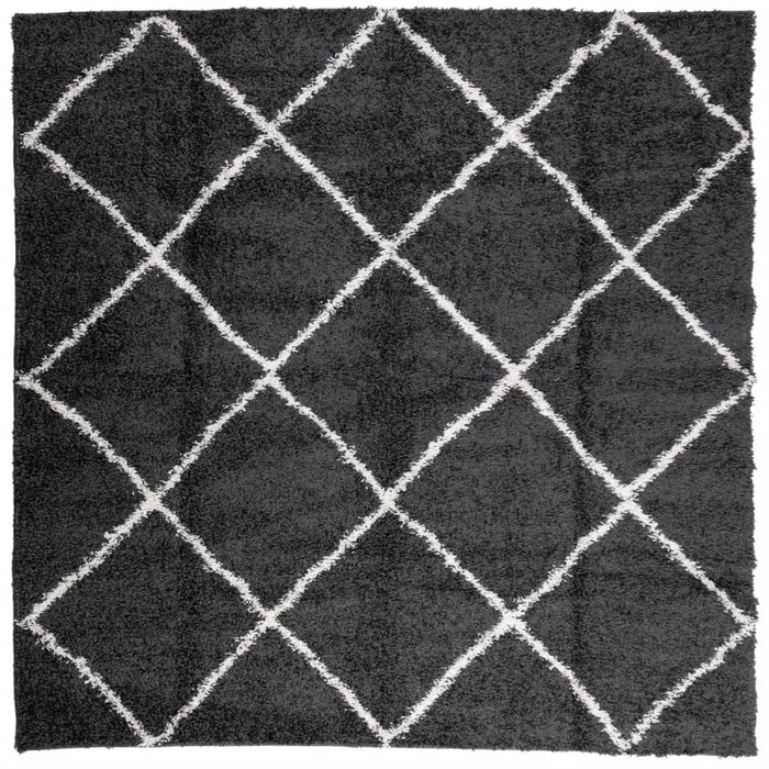 Covor pufos "PAMPLONA" fire înalte negru/crem modern 120x120 cm - WALTI WALTI